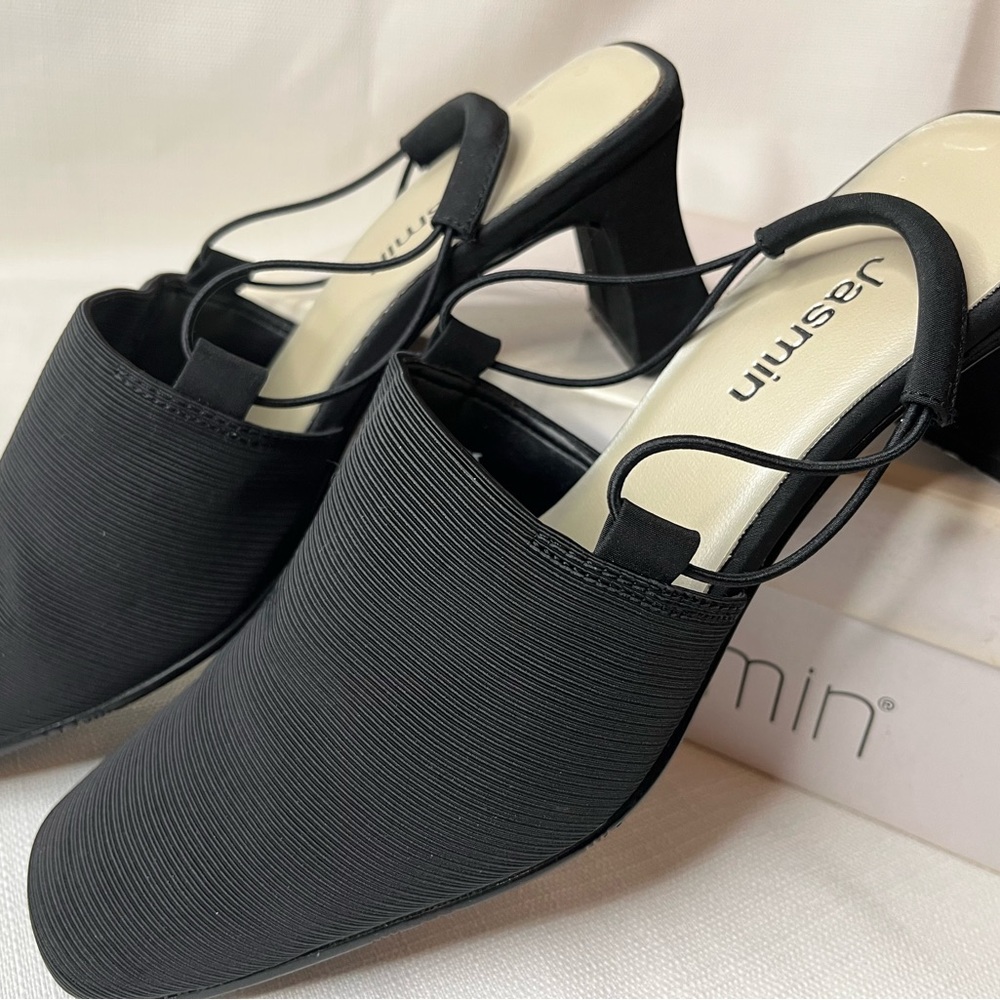 Jasmin Black Black Fabric Heels